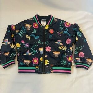 Disney 4T  Ily The Mad Tea Party Teacups Bomber Moto Jacket Alice In Wonderland
